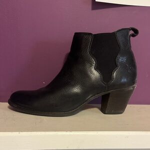 Frye Black Leather Ankle Booties
